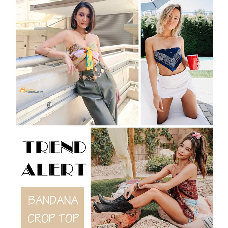 Hô biến khăn Bandana thành áo - Hot trend sexy nhất hè này