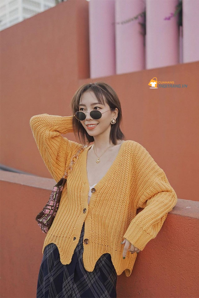 Biến Cardigan thành Áo len cài cúc xinh ngất ngây cho nàng