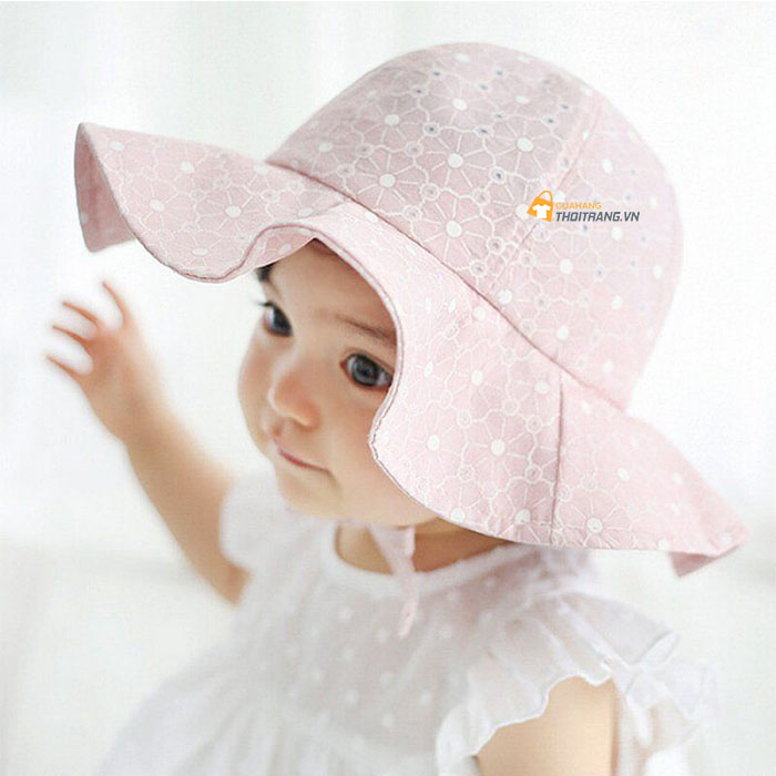 Mũ rộng vành màu hồng baby dễ thương cho bé
