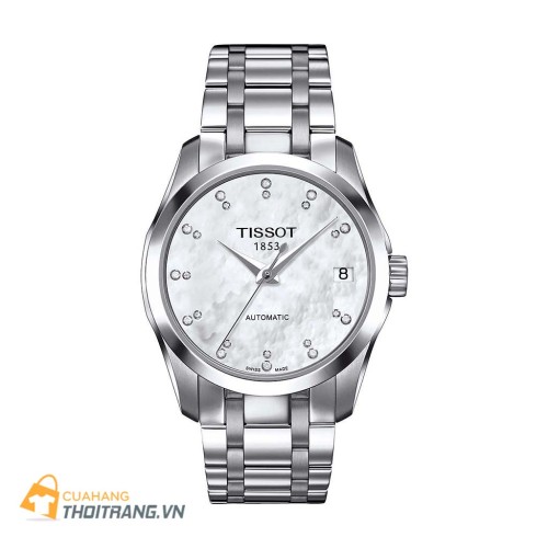 Đồng hồ Tissot Couturier T0352071111600 có đường kính 32 mm và độ dày 8.8 mm. Mặt kính được làm bằng chất liệu kính sapphire. Khung vỏ và dây đeo được làm bằng chất liệu thép không gỉ 316L mang lại nét chắc chắn cho người sử dụng.