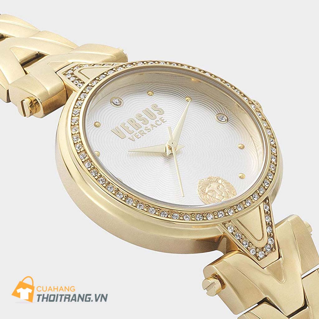 Đồng hồ Versus Versace VSPCI3517 thiết kế tinh xảo, đẹp chất ngất. Mặt tròn đính đá, viền kim lấp lánh màu vàng tạo độ sáng nổi bật chiếc đồng hồ.